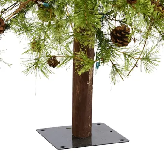5ft. Pre-Lit Wyoming Alpine & Pinecone Artificial Christmas Tree, Clear LED Lights {6}