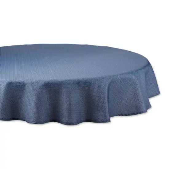 French Blue Tonal Lattice Print Outdoor Tablecloth 60" Round {1}