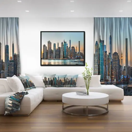 Designart - New York City Skyline - Photography Framed Canvas Art Print Black {5}