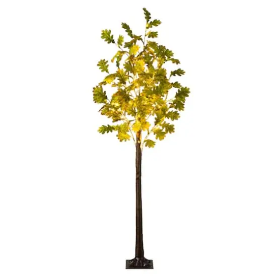 5ft. Pre-Lit Green Autumn Oak Artificial Fall Tree with 200 Warm White LED Lights {1}