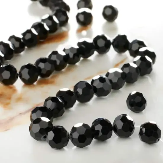 Black Faceted Glass Round Beads, 8mm by Bead Landing&trade; {3}