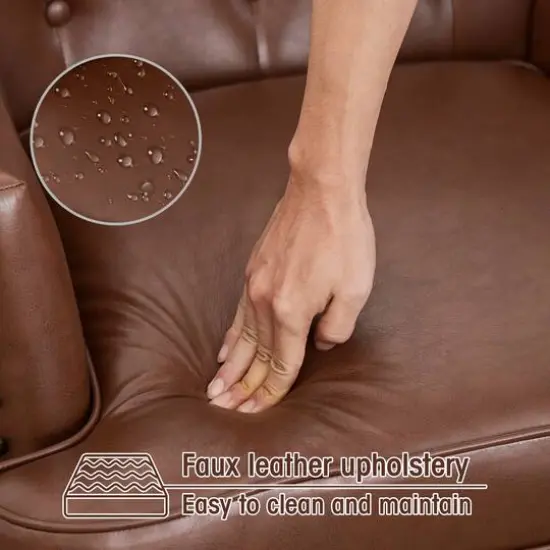 Glitzhome&reg; Modern Leatherette Button-Tufted Accent Armchair Coffee {6}