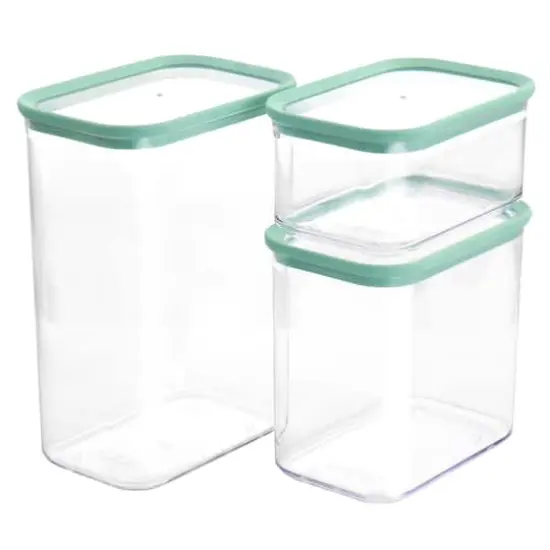 Martha Stewart Mint Green Rectangular Plastic Stackable Container Set {1}