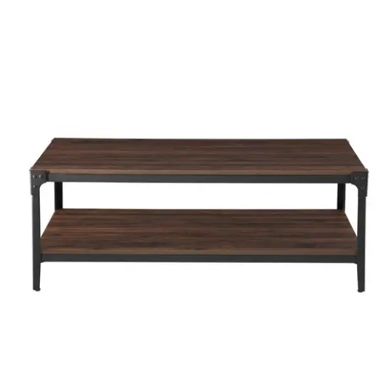 Walker Edison 48" Dark Walnut Angle Iron Coffee Table {3}