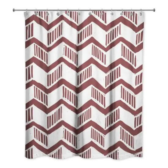 Chevron Shower Curtain Maroon {1}