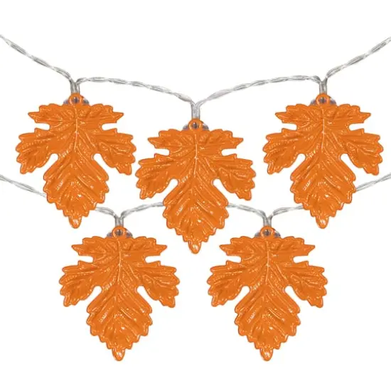 5.5ft. Orange 10ct. LED Fall Harvest Maple Leaf Fairy Lights {1}