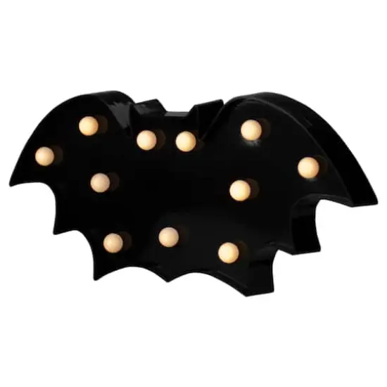 12" Lighted Black Bat Halloween Marquee Decoration {5}