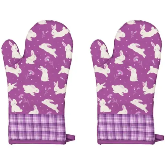 Purple Floral Easter Bunny Oven Mitts, 2ct. {1}