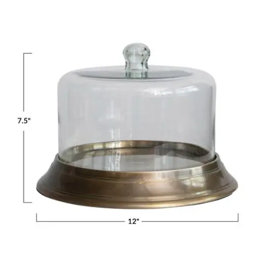 Hello Honey&reg; 12" Glass Cloche with Antique Brass Finish Aluminum Base {4}