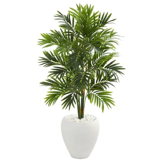 4ft. Areca Artificial Palm Tree in White Planter {1}
