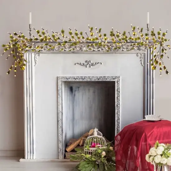 6ft. Twig Artificial Garland, Warm White LED Twinkle Lights {4}