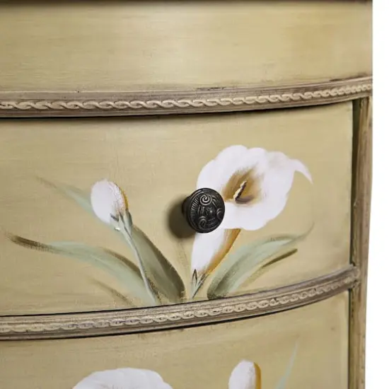 4-Drawer Antique Accessory Table with Calla Lily Floral Art {5}