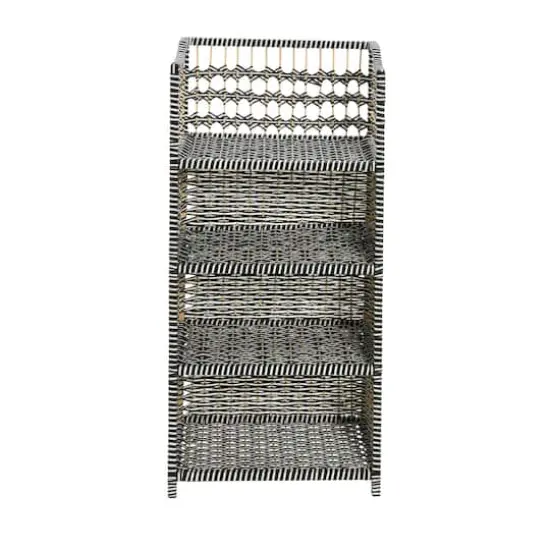 Household Essentials 39" Woven Paper Rattan Accent Shelf Black {5}