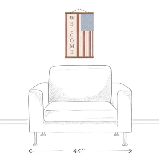 Welcome Flag Hanging Canvas with Frame {4}