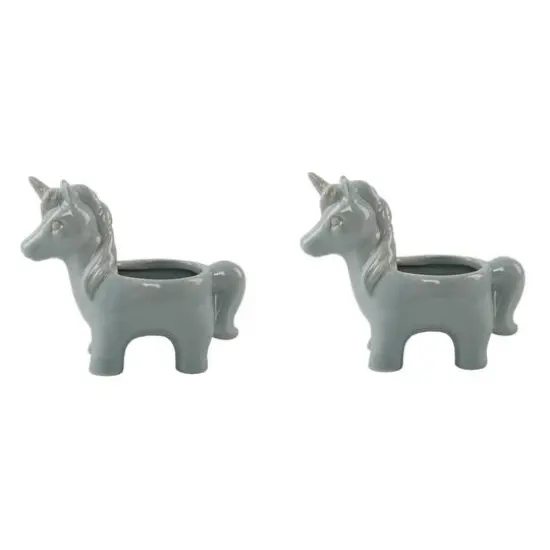 Flora Bunda Teal Ceramic Unicorn Pot Set {1}