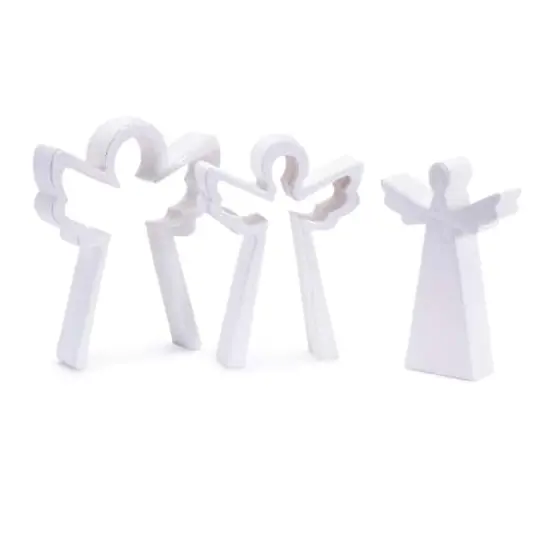 8" White Wood Angel Nesting Display Set {4}