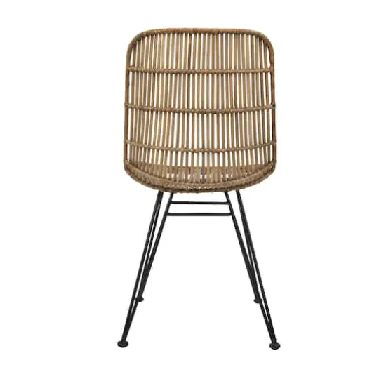 Hello Honey&reg; Natural & Black Boho Rattan & Metal Dining Chair {10}