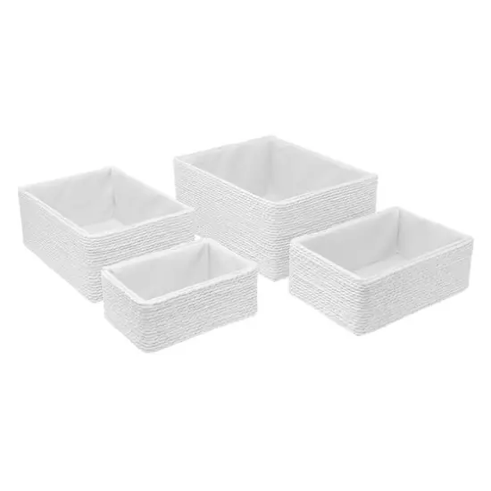 Sorbus 4-Piece Woven Rope Basket Set White {1}