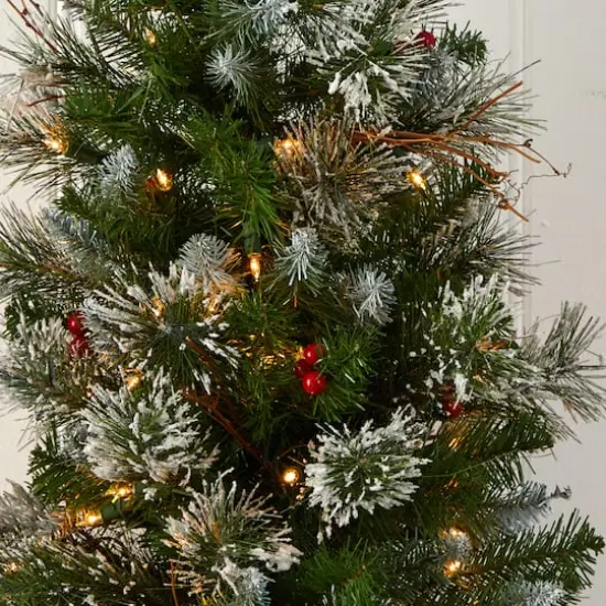 3ft. Pre-Lit Artificial Christmas Tree with Berries, Clear Lights {5}
