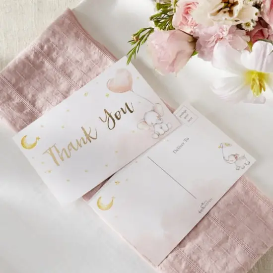 Kate Aspen&reg; Pink Elephant Baby Shower Invitation & Thank You Card Bundle {5}