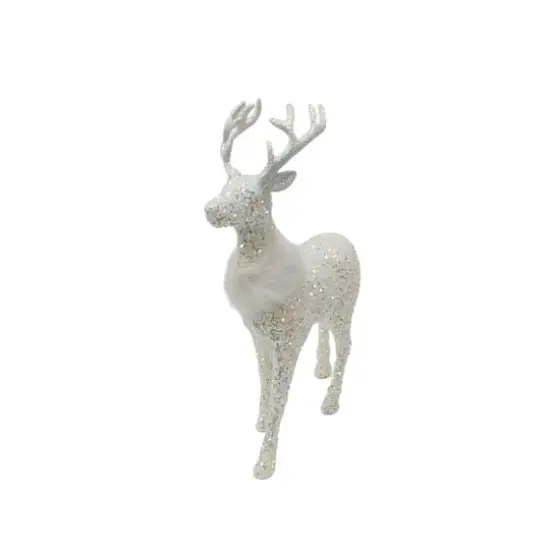 18" White Standing Reindeer with Faux Fur & Sequins by Ashland&reg; {3}