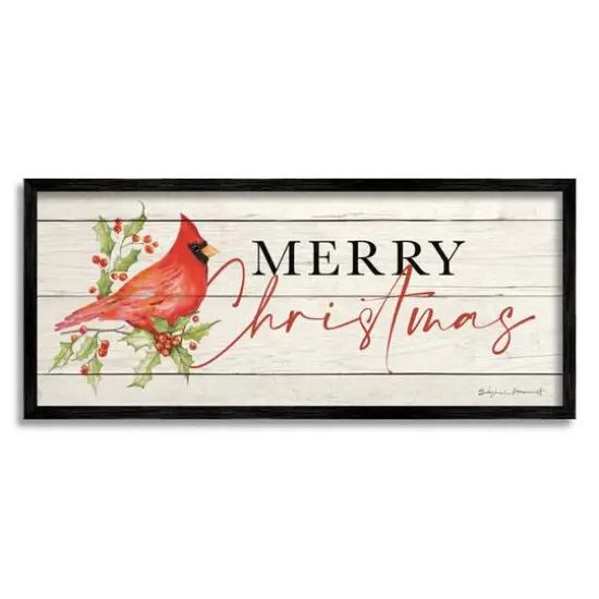 Stupell Industries Merry Christmas Cardinal Framed Gicl&eacute;e Art Red and White with Black Frame {1}