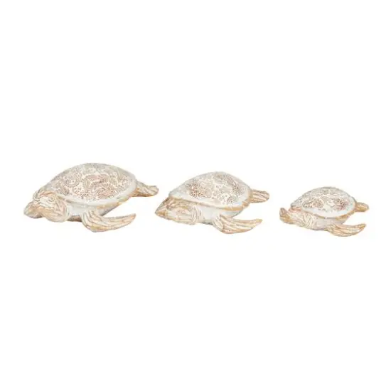 Set of 3 Beige Polystone Coastal Sculptures, 2" x 8" x 6" {1}