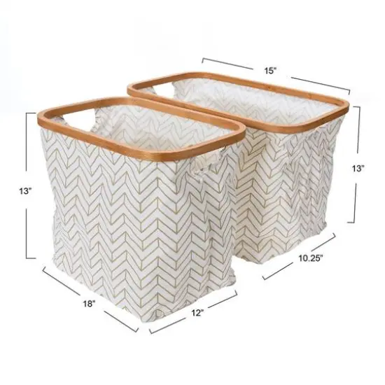 Household Essentials Krush Bamboo Rimmed Basket Set Brown {4}