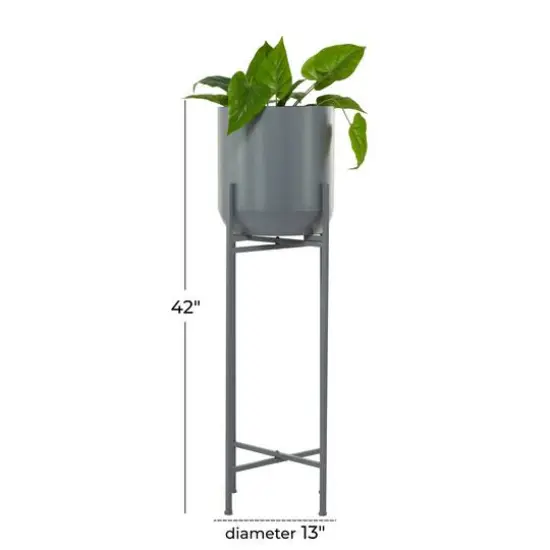 Grey Modern Planter, 13" x 13" x 42" {8}