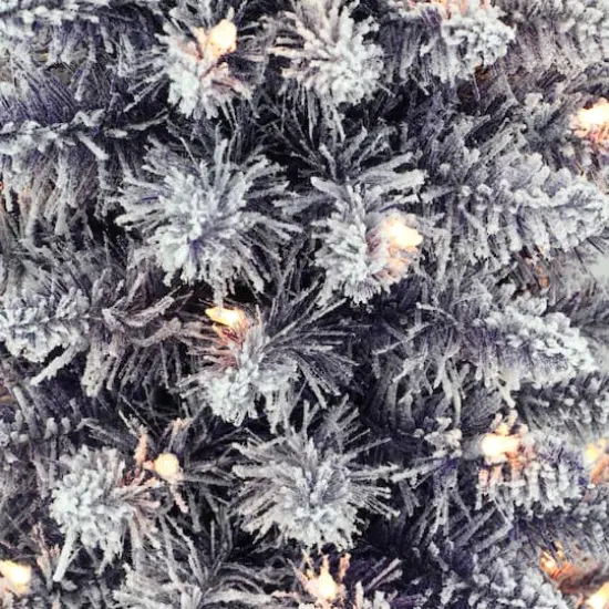 6.5ft. Pre-Lit Flocked Fashion Purple Artificial Christmas Tree, Clear Incandescent Lights {3}