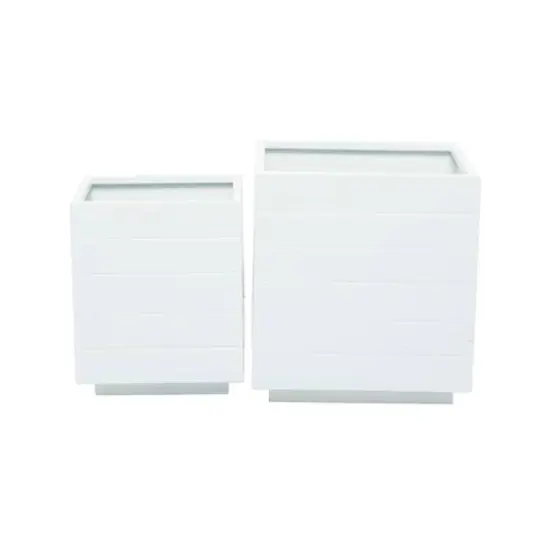 White Modern Planter, Set of 2" 14", 10" {7}