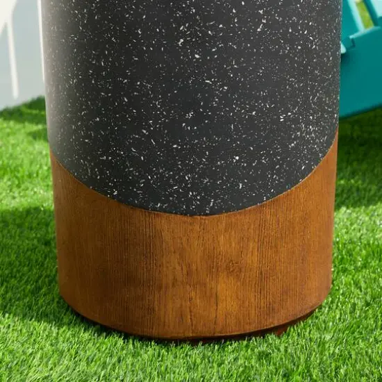 Glitzhome&reg; 17.75" Multifunctional Faux Terrazzo & Wood Garden Stool {7}