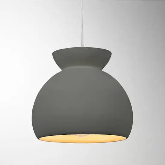 Hello Honey&reg; Sienna Matte Charcoal Boho Ceramic Ceiling Light with White Fabric Cord {3}