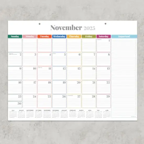 July 2025 - June 2026 Large Rainbow Blocks Desk Pad Monthly Blotter Calendar {5}
