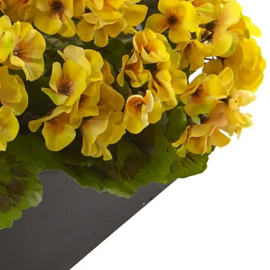 15" UV Resistant Yellow Geranium Arrangement in Black Planter {4}