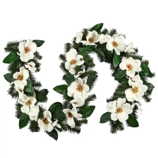 6ft. North Valley Spruce Magnolia Flower Garland {3}