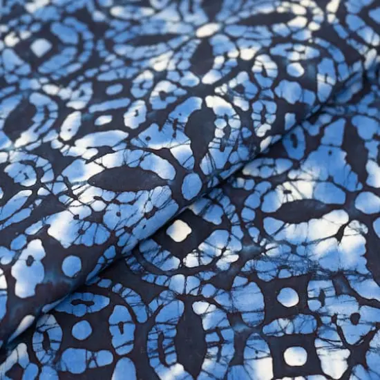 SINGER Batik Blue Ink Flowers Cotton Fabric {3}