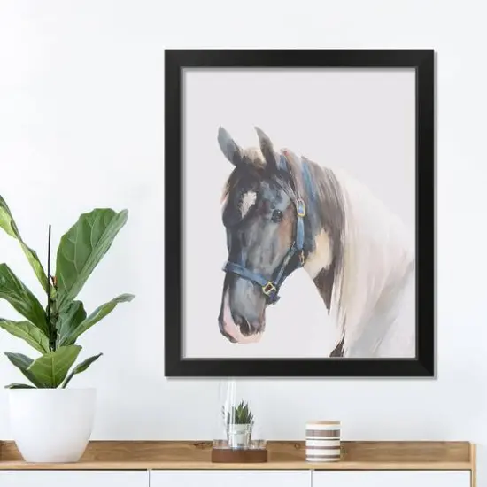 Horse Watercolor Black Framed Print {4}