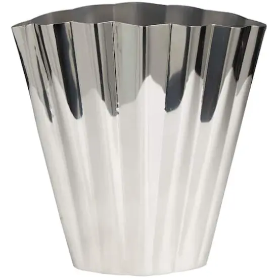 12" Silver Stainless Steel Vase with Zig Zag Edging {1}