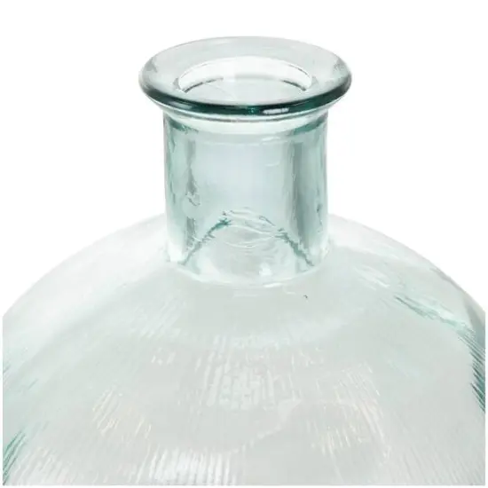 17" Clear Ribbed Round Glass Spanish Vase {7}