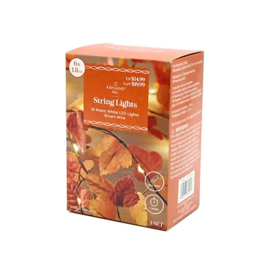 18ct. Warm White LED Brown Maple Leaf String Lights by Ashland&reg; {5}