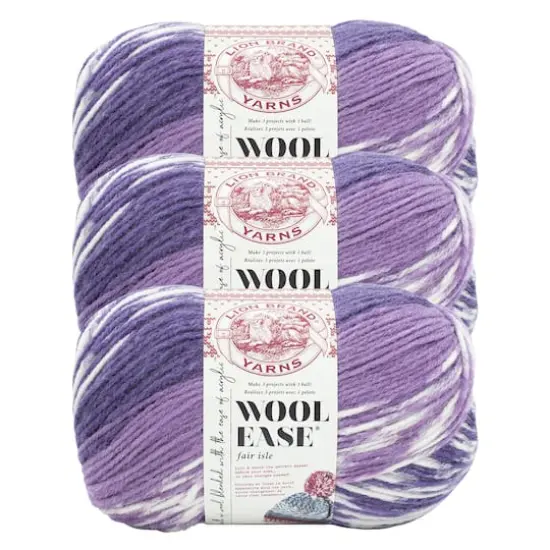 3 Pack Lion Brand&reg; Wool Ease&reg; Fair Isle Yarn Thistle and Orchid {1}