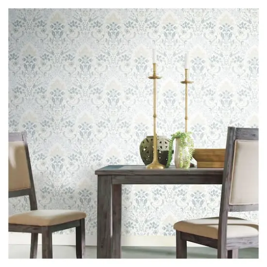 RoomMates White & Blue Persian Damask Peel & Stick Wallpaper {3}