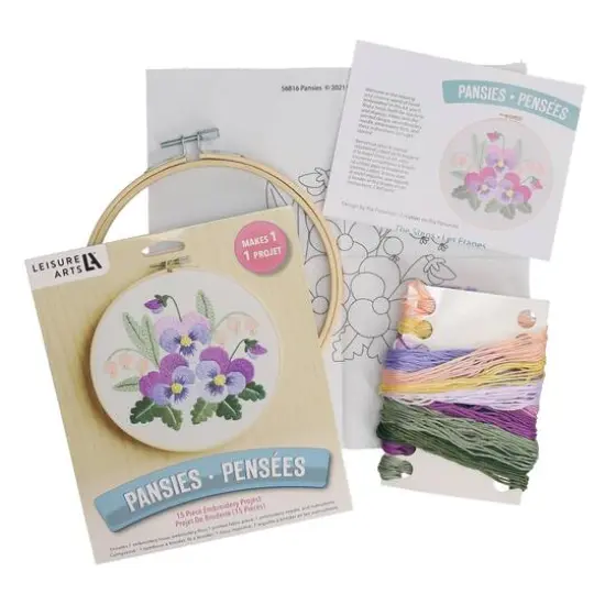 Leisure Arts&reg; 6" Pansies Embroidery Kit {4}