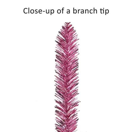 7ft. Pre-Lit Pink Tinsel Artificial Christmas Tree, Clear Lights {7}