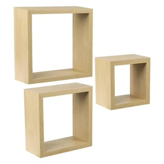 Sorbus Floating Square Shelf Set Maple Wood {1}