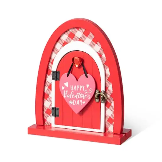 Glitzhome&reg; 8.5" Valentine's Wooden Door-Shaped Photo Frame Table D&eacute;cor {1}