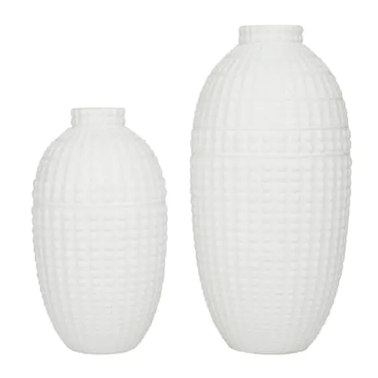 White Stoneware Modern Vase, Set of 2" 16", 12" {5}