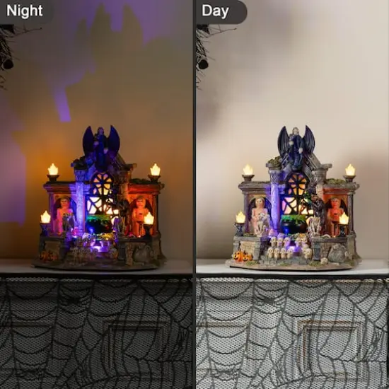Glitzhome&reg; 9.75"H Lighted Resin Halloween Haunted House Village {7}