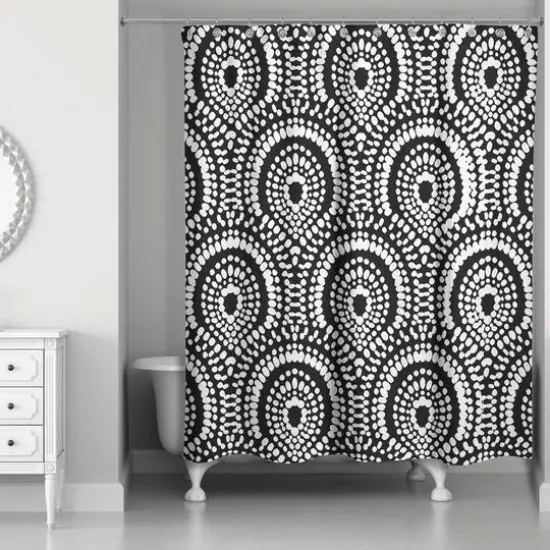 Fan Pattern Shower Curtain Black {1}
